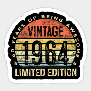 60 Year Old Gifts Vintage 1964 Limited Edition 60Th Birthday Sticker